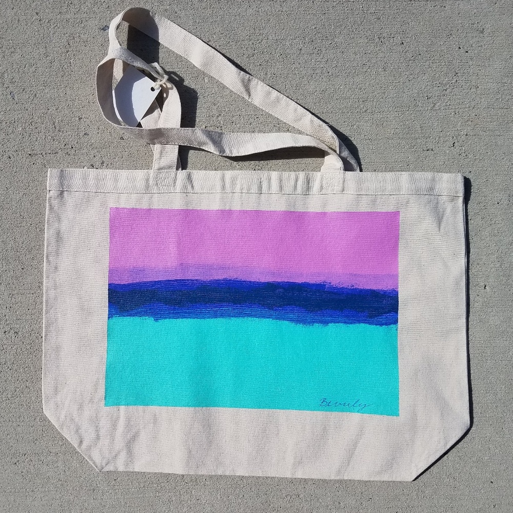 Horizon #5 Hand Painted Cotton Canvas Tote Bag